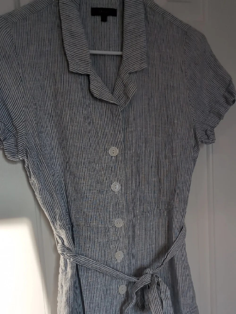 Quince Blue & White Striped Button-Down Midi Dress - Picture 4 of 9